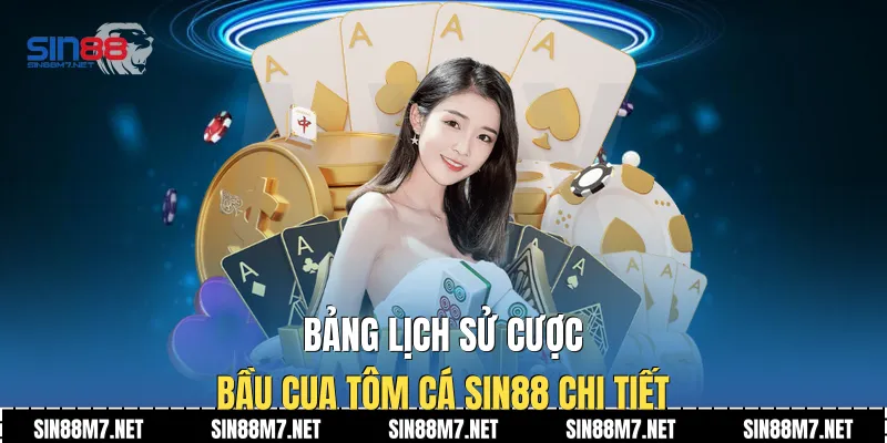 Bảng lịch sử cược bầu cua tôm cá Sin88 chi tiết